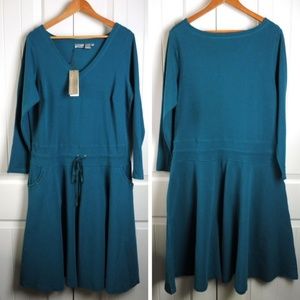 Spiegel Fit & Flare Long Sleeve Dress 1X Knit Teal